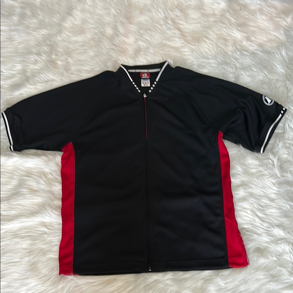 Reebok Black Zip-Front Athletic Top with Red Zip Accent